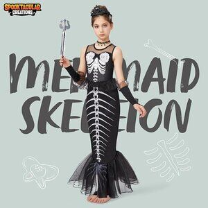 Spooktacular Creations Girl's Mermaid Skeleton Halloween costume size small